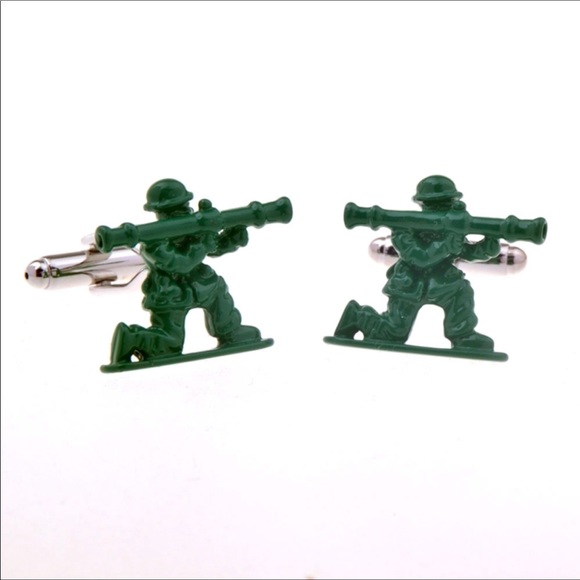 Stainless Steel Army Men Cufflinks New In Box - Picture 2 of 8